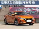 5月轿车销量排行榜完整榜单 27款轿车超万辆