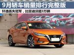 2022年9月轿车销量排行榜完整榜单 轩逸丢冠