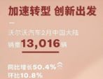 沃尔沃2月在华销量13016辆，同比增长50.4%