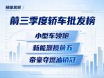 2026年前三季度轿车批发销量榜 新能源霸榜前五
